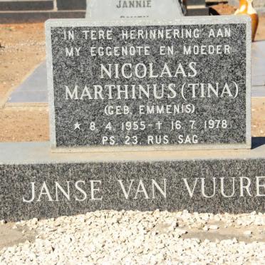 VUUREN Nicolaas Marthinus, Janse van nee EMMENIS 1955-1978