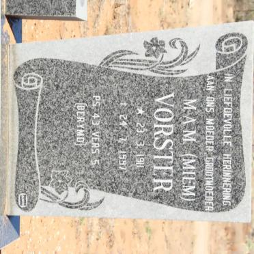 VORSTER M.A.M. 1911-1997