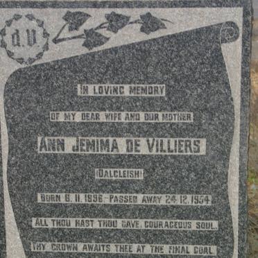 VILLIERS Ann Jemima, de nee DALGLEISH 1896-1954