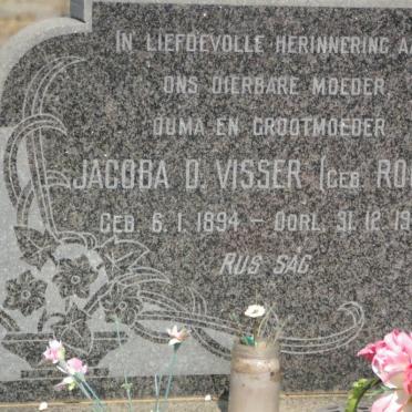 VISSER Jacoba D. nee ROODT 1894-1977