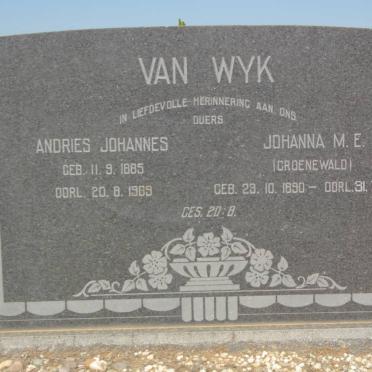 WYK Andries Johannes, van 1885-1969 &amp; Johanna M.E. GROENEWALD 1890-1985