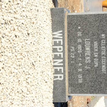 WEPENER Louwrens J. 1920-1978 &amp; Maria Christina C. LOMBAARD 1926-1982