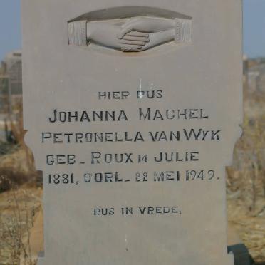 WYK Johanna Machel Petronella, van nee ROUX 1881-1949