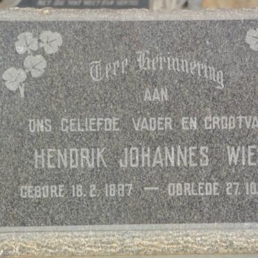 WIESE Hendrik Johannes 1887-1968