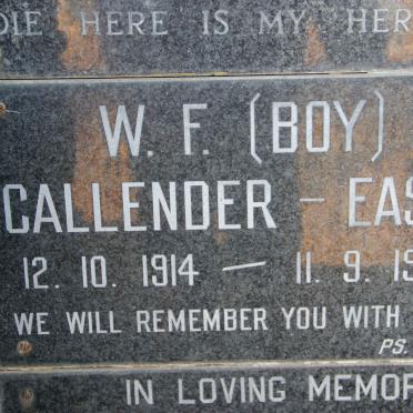 EASBY W.F., CALLENDER 1914-1992