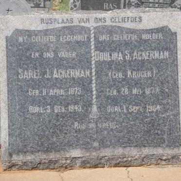 ACKERMAN Sarel J. 1873-1943 &amp; Doulina S. KRUGER 1877-1934