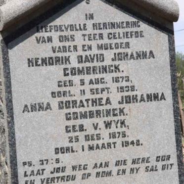 COMBRINCK Hendrik David Johanna 1873-1938 &amp; Anna Dorathea Johanna v. WYK 1875-1940