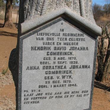 COMBRINCK Hendrik David Johanna 1873-1938 &amp; Anna Dorathea Johanna VAN WYK 1875-1940
