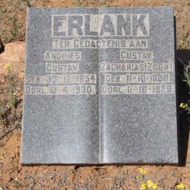 ERLANK Andries Gustav 1854-1930 :: ERLANK Gustav Zacharias 1888-1929