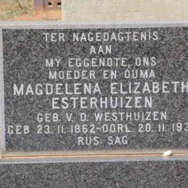 ESTERHUIZEN Magdelena Elizabeth nee v.d. WESTHUIZEN 1862-1937