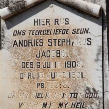 JACOBS Andries Stephanus 1908-1931