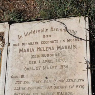 MARAIS Maria Helena nee BURGERS 1870-1934
