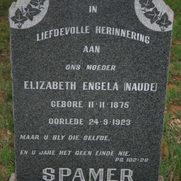 SPAMER Elizabeth Engela nee NAUDE 1875-1923