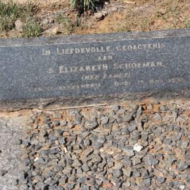 SCHOEMAN S. Elizabeth nee LANGE -1931