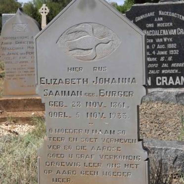 SAAIMAN Elizabeth Johanna nee BURGER 1861-1933