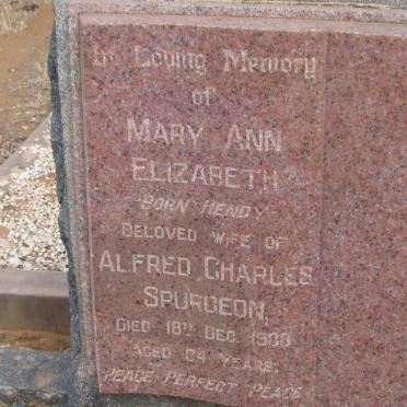 SPURGEON Mary Ann Elizabeth nee HENDY -1938