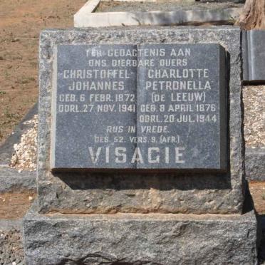VISAGIE Christoffel Johannes 1872-1941 &amp; Charlotte Petronella de LEEUW 1876-1944