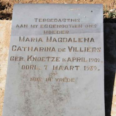 VILLIERS Maria Magdalena Catharina, de nee KNOETZE 1902-1939