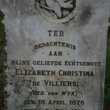 VILLIERS Elizabeth Christina, de nee VAN WYK 1876-1917