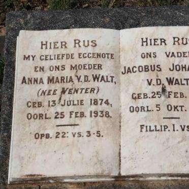 WALT Jacobus Johannes, v.d. 1874-1946 &amp; Anna Maria VENTER 1874-1938