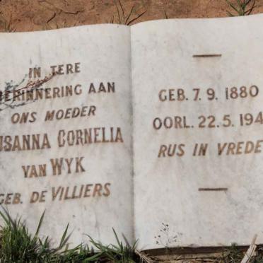 WYK Susanna Cornelia, van geb de VILLIERS 1880-1941