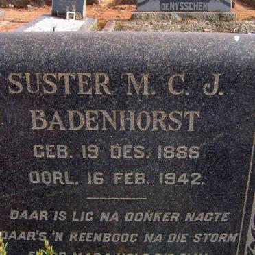 BADENHORST M.C.J. 1886-1942