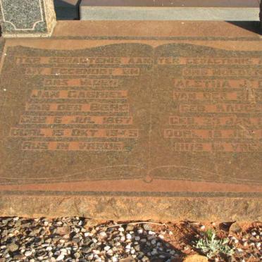 BERG Jan Gabriel, van der 1867-1945 &amp; Aletha J.D. KRUGER 1875-1949