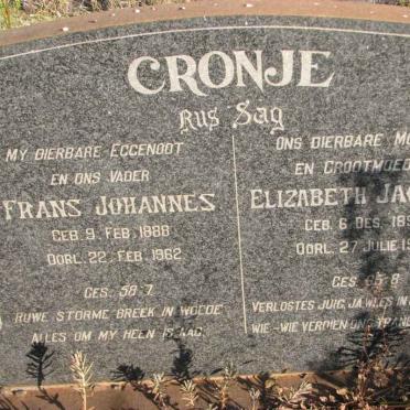 CRONJE Frans Johannes 1888-1962 &amp; Elizabeth Jacomina 1895-1964