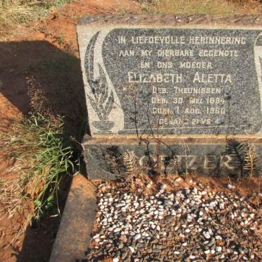 COETZER Elizabeth Aletta nee THEUNISSEN 1894-1960