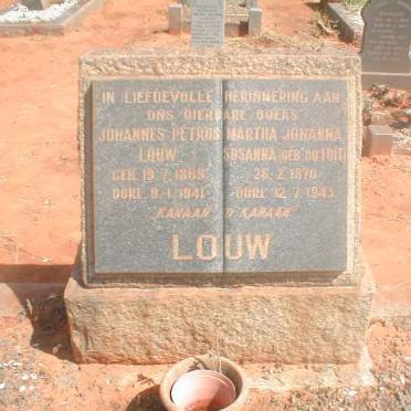 LOUW Johannes Petrus 1869-1941 &amp; Martha Johanna Susanna DU TOIT 1870-1943