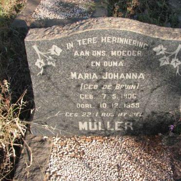 MÜLLER Maria Johanna nee DE BRUIN 1906-1959