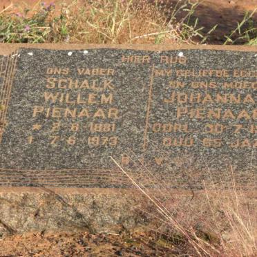 PIENAAR Schalk Willem 1881-1973 &amp; Johanna C. -1949