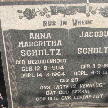 SCHOLTZ Jacobus 1899-1972 &amp; Anna Margritha BEZUIDENHOUT 1904-1964