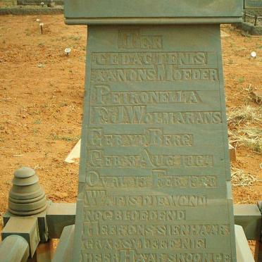WOLMARANS Petronella P.J. nee V.D. BERG 1864-1928