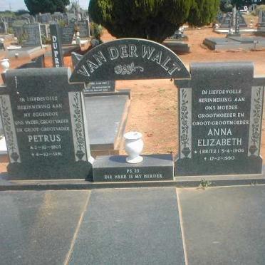 WALT Petrus, van der 1905-1981 Anna Elizabeth BRITZ 1906-1990