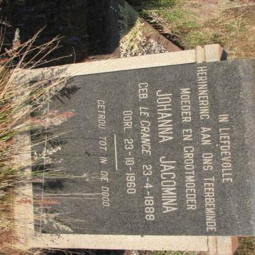 ? Johanna Jacomina nee LE GRANGE 1888-1960