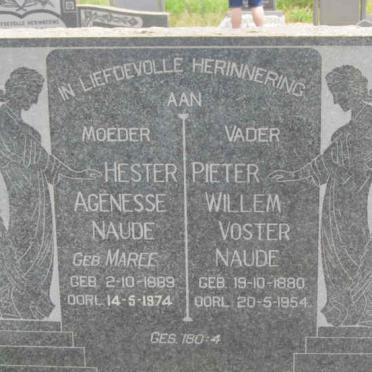 NAUDE Pieter Willem Voster 1880-1954 &amp; Hester Agenesse MAREE 1889-1974