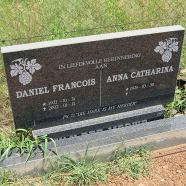MERWE Daniel Francois, van der 1921-2002 &amp; Anna Catharina 1924-