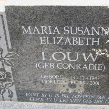 LOUW Maria Susanna Elizabeth nee CONRADIE 1947-2001