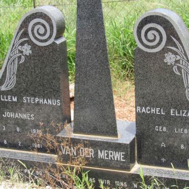 MERWE Willem Stephanus Johannes, van der 1925-1981 &amp; Rachel Elizabeth LIEBENBERG 1926-