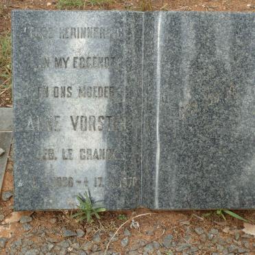 VORSTER Anne nee LE GRANGE 1908-1970