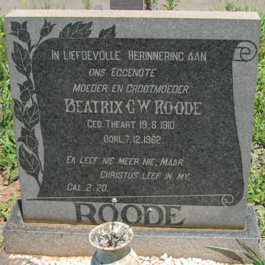 ROODE Beatrix C.W.nee THEART 1910-1962