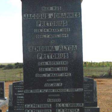 PRETORIUS Jacobus Johannes 1868-1944 &amp; Hendrina Alyda KOERTZEN 1868-1943