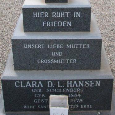 HANSEN Clara D.L. nee SCHULENBURG 1884-1978