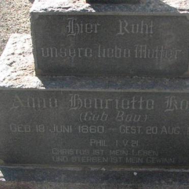 KOCH Anna Henrietta nee BOU 1860-1935