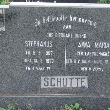 SCHUTTE Stephanus 1907-1970 &amp; Anna Maria LABUSCHAGNE 1909-1970