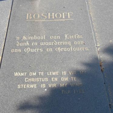 BOSHOFF Daniël Johannes Hendrik 1930-1981 &amp; Magrietha Elizabeth 1934-