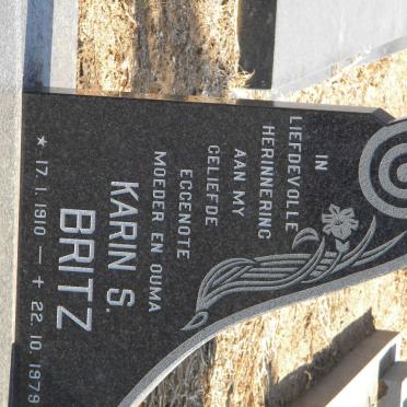 BRITZ Hendrik A. 1908-2001 &amp; Karin S. 1910-1979