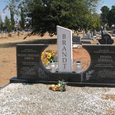 BRANDT Michael Christiaan Albertus 1932-2001 &amp; Johanna Petronella 1942-2001