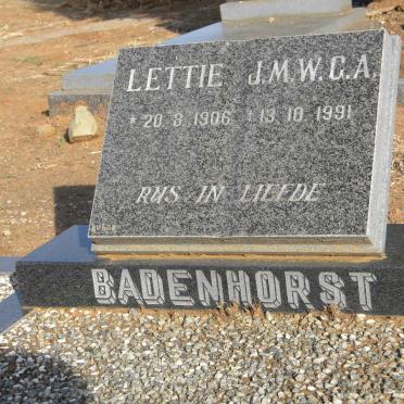 BADENHORST Lettie J.M.W.G.A. 1906-1991
